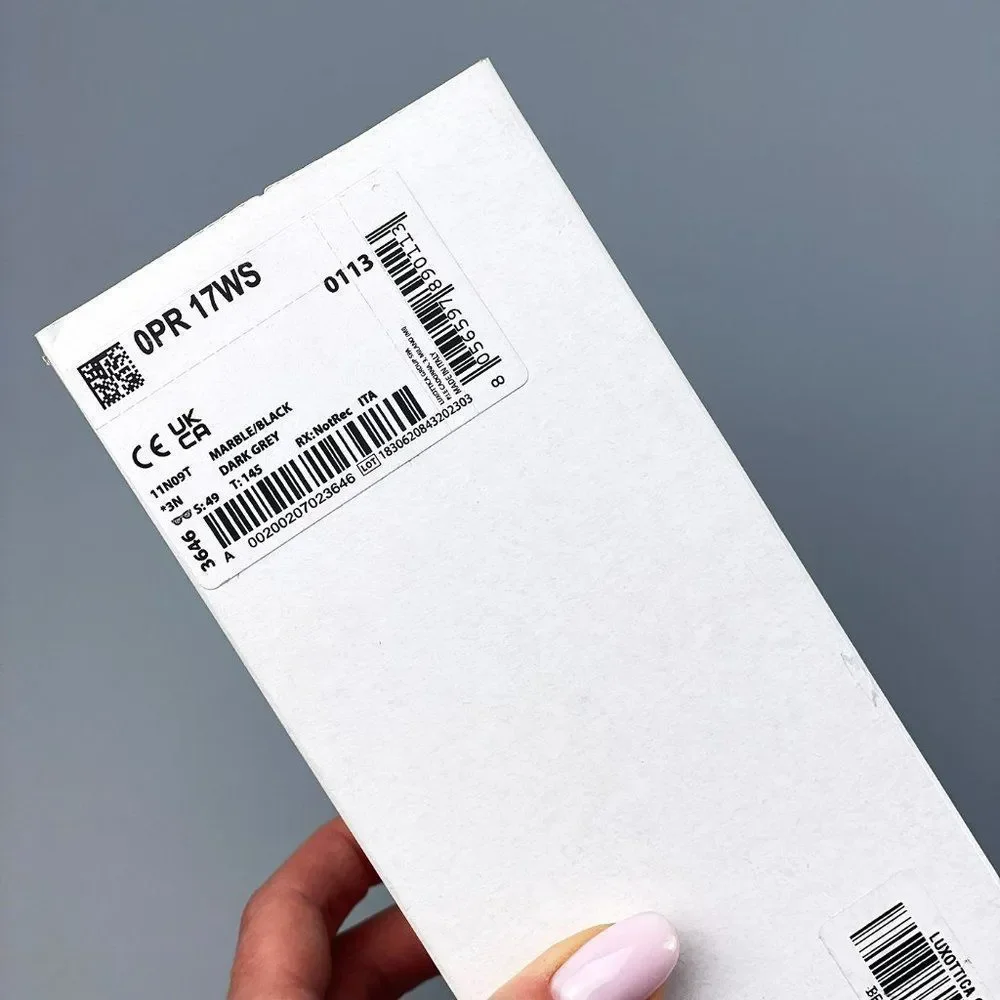 Prada PR17WS 11N09T Sunglasses Marble Gray Graphite Black Rectangle Unisex - Picture 13 of 14